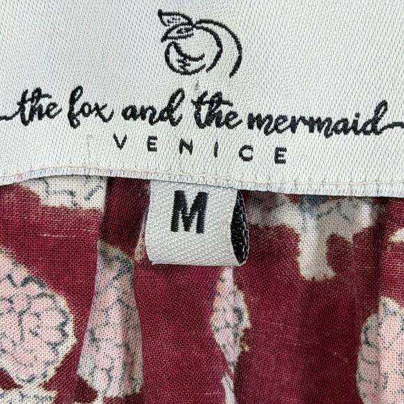 Fox and the Mermaid Women Medium Red Short Sleeve Cottagecore Boho Maxi Dress - Picture 3 of 11